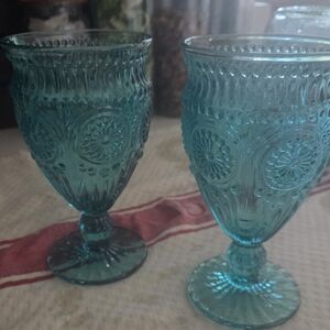 Elegant Vintage Glass Goblets Set Of 2